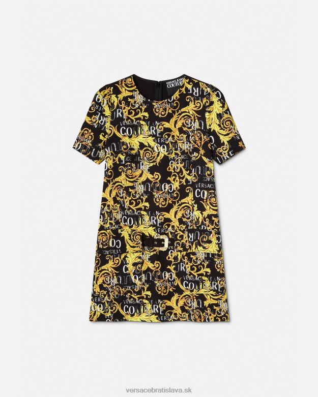oblečenie X8X8P2189 Versace mini šaty s logom couture čierne zlato ženy