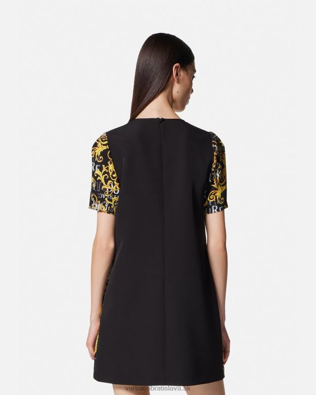 oblečenie X8X8P2189 Versace mini šaty s logom couture čierne zlato ženy