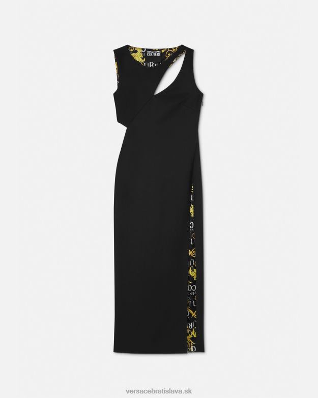 oblečenie X8X8P2190 Versace couture midi šaty s logom čierna ženy