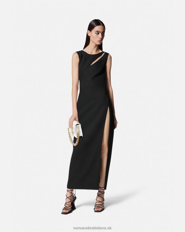 oblečenie X8X8P2190 Versace couture midi šaty s logom čierna ženy