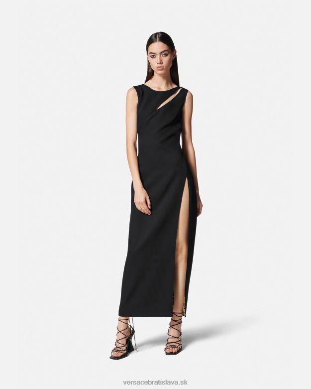 oblečenie X8X8P2190 Versace couture midi šaty s logom čierna ženy
