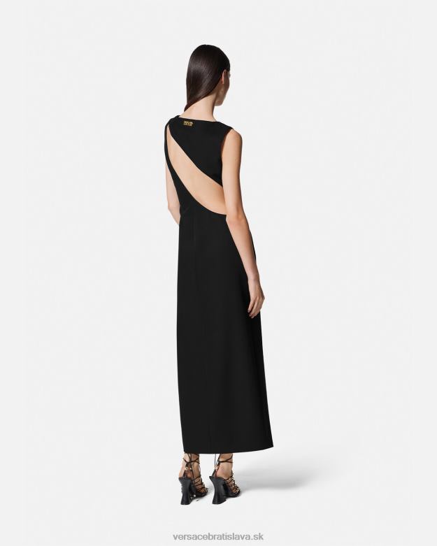oblečenie X8X8P2190 Versace couture midi šaty s logom čierna ženy