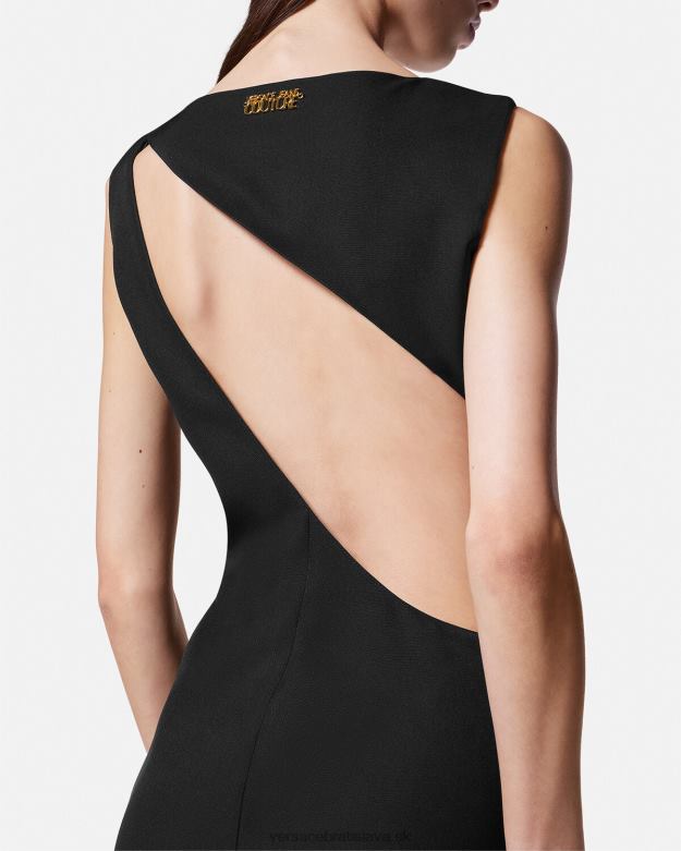 oblečenie X8X8P2190 Versace couture midi šaty s logom čierna ženy