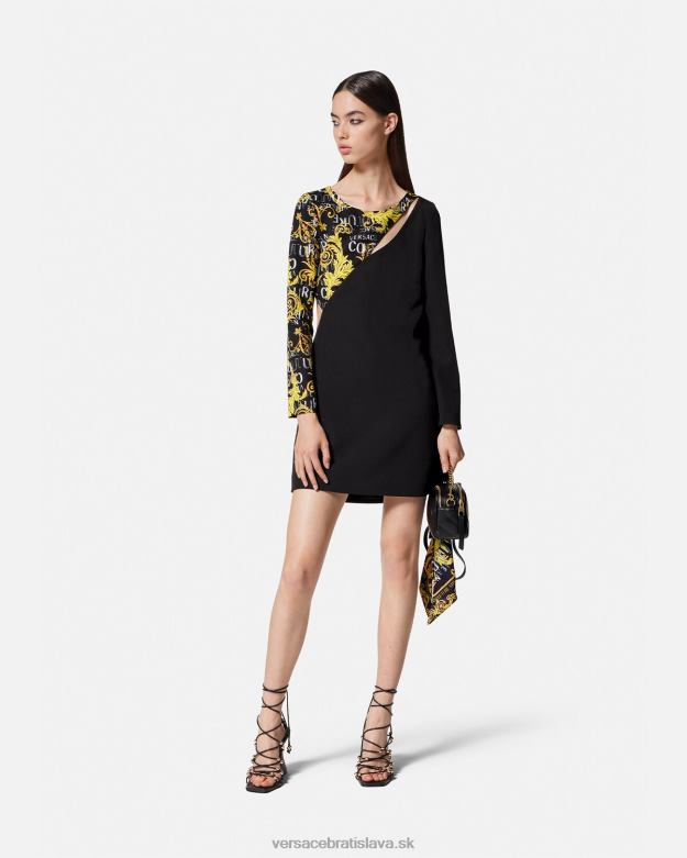 oblečenie X8X8P2191 Versace mini šaty s logom couture čierna ženy