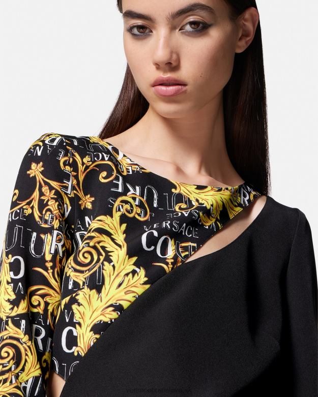 oblečenie X8X8P2191 Versace mini šaty s logom couture čierna ženy