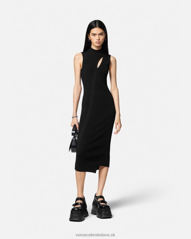 oblečenie X8X8P33 Versace midi šaty s rolákovým strihom čierna ženy