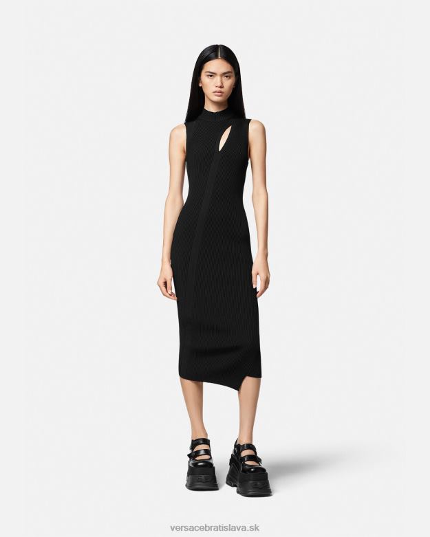 oblečenie X8X8P33 Versace midi šaty s rolákovým strihom čierna ženy
