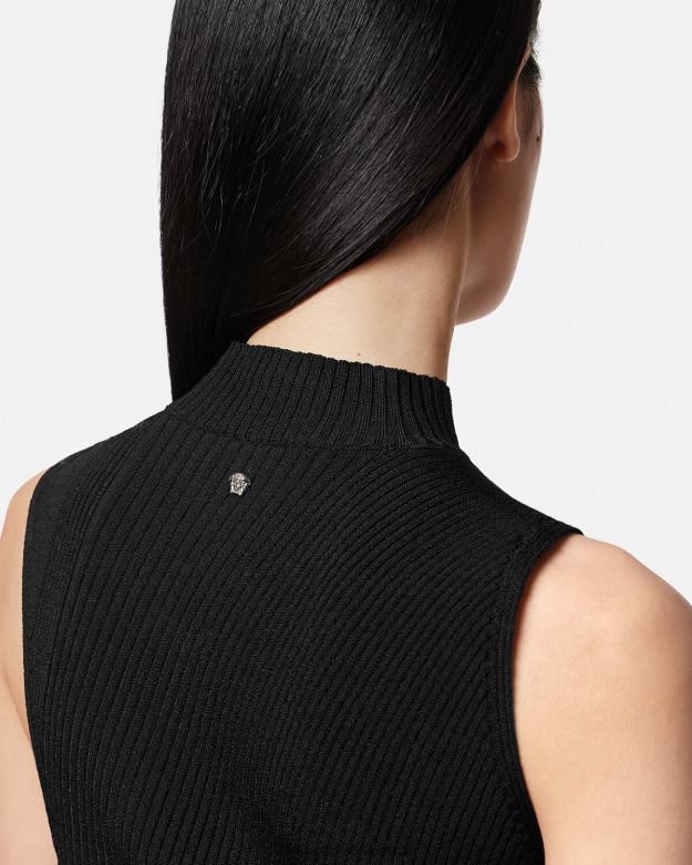 oblečenie X8X8P33 Versace midi šaty s rolákovým strihom čierna ženy