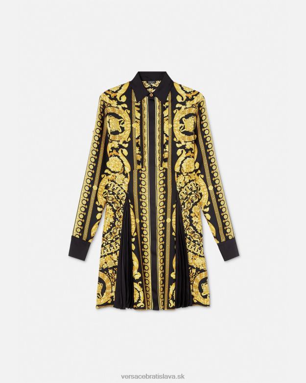 oblečenie X8X8P34 Versace barocco hodvábne midi košeľové šaty vytlačiť ženy