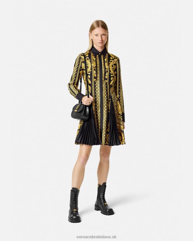 oblečenie X8X8P34 Versace barocco hodvábne midi košeľové šaty vytlačiť ženy