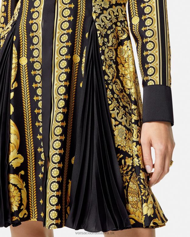 oblečenie X8X8P34 Versace barocco hodvábne midi košeľové šaty vytlačiť ženy