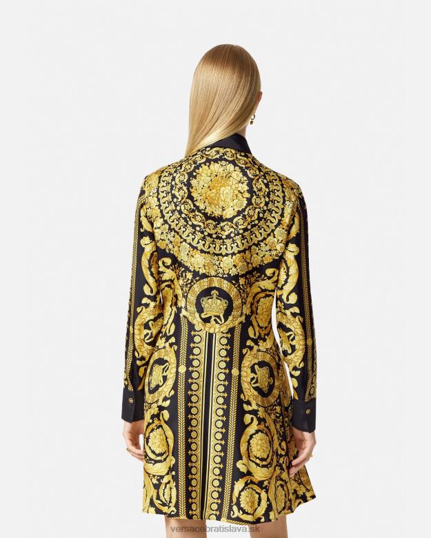 oblečenie X8X8P34 Versace barocco hodvábne midi košeľové šaty vytlačiť ženy