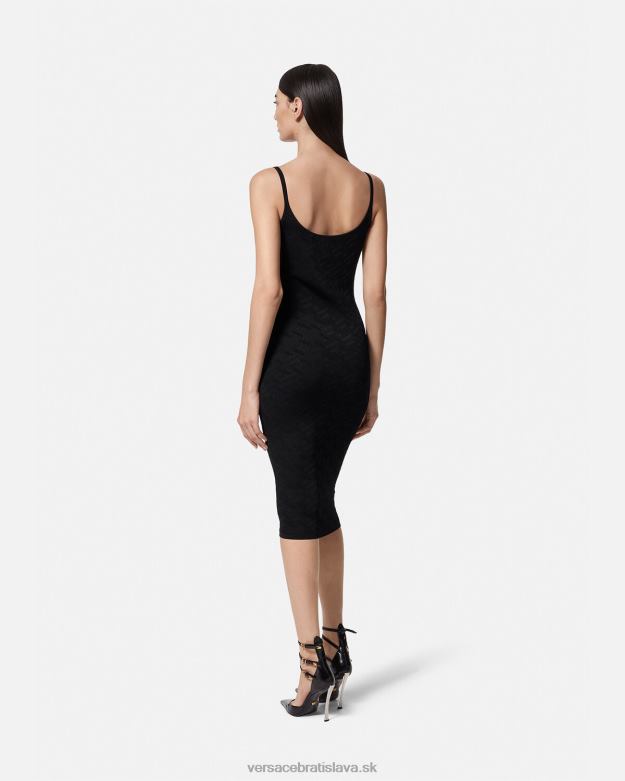 oblečenie X8X8P38 Versace medusa \'95 la greca pletené midi šaty čierna ženy