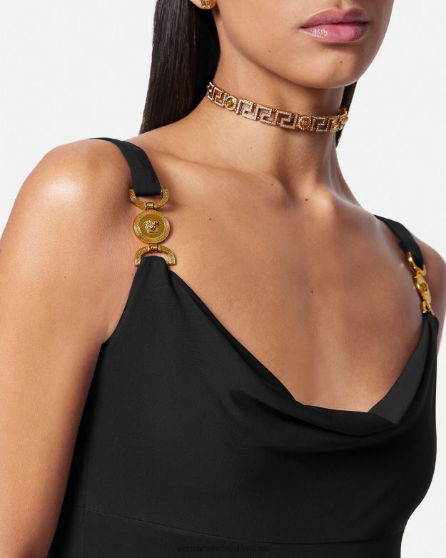 oblečenie X8X8P44 Versace dlhé šaty medusa \'95 čierna ženy