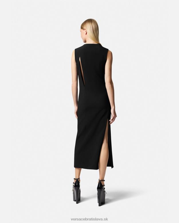 oblečenie X8X8P46 Versace strihané midi šaty bez rukávov čierna ženy