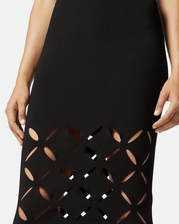 oblečenie X8X8P49 Versace strihané úpletové midi šaty čierna ženy