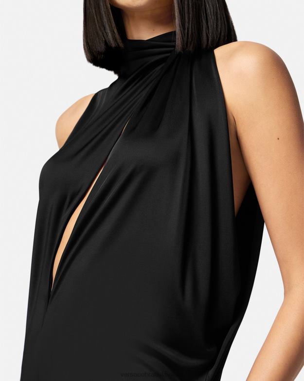 oblečenie X8X8P53 Versace midi šaty s prestrihnutým výstrihom čierna ženy