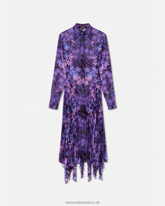 oblečenie X8X8P54 Versace orchideové barocco midi košeľové šaty fialová a potlač ženy