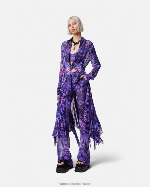 oblečenie X8X8P54 Versace orchideové barocco midi košeľové šaty fialová a potlač ženy