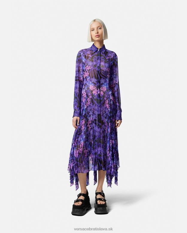 oblečenie X8X8P54 Versace orchideové barocco midi košeľové šaty fialová a potlač ženy
