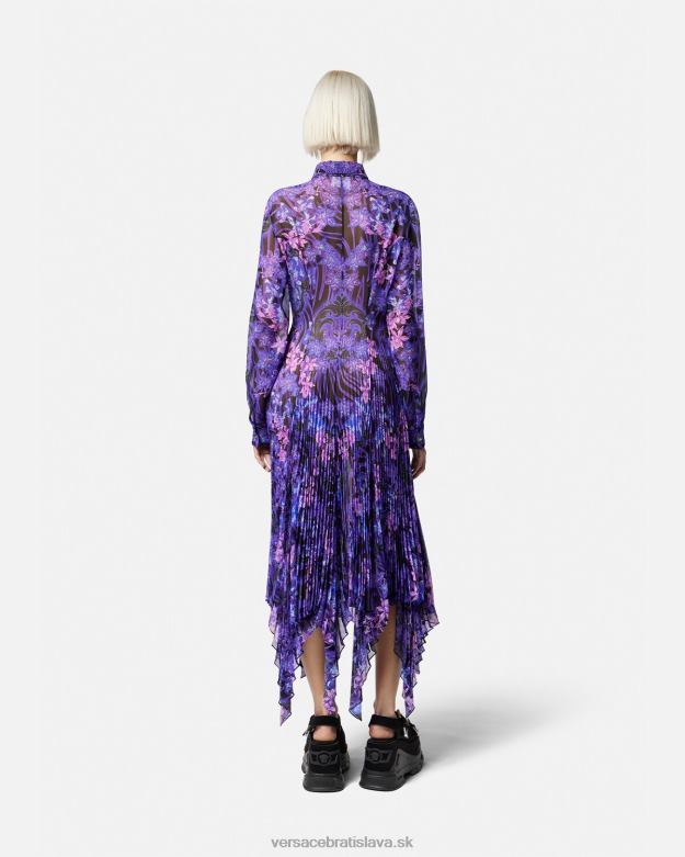 oblečenie X8X8P54 Versace orchideové barocco midi košeľové šaty fialová a potlač ženy