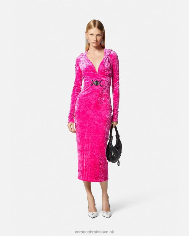 oblečenie X8X8P57 Versace zamatové šaty s kapucňou medusa \'95 fuchsiová ženy