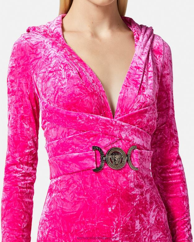 oblečenie X8X8P57 Versace zamatové šaty s kapucňou medusa \'95 fuchsiová ženy
