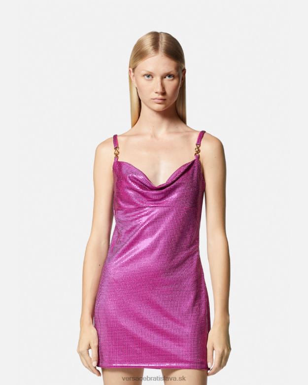 oblečenie X8X8P63 Versace minišaty medusa \'95 z kovovej sieťoviny fuchsiová ženy