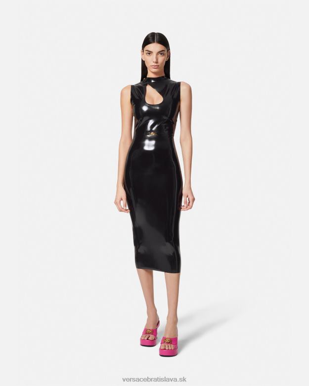 oblečenie X8X8P66 Versace Medusa biggie latexové šaty s výrezom čierna ženy