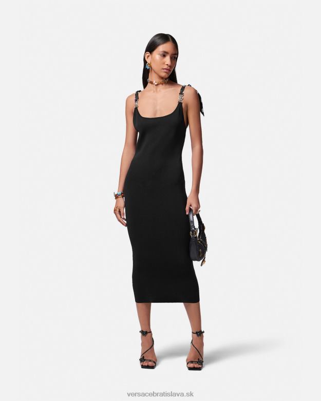 oblečenie X8X8P6 Versace úpletové midi šaty motýliky medusa \'95 čierna ženy