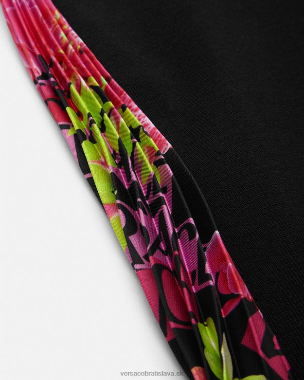 oblečenie X8X8P70 Versace Pletené minišaty s logom orchidea čierna ženy