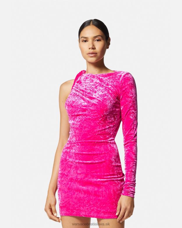 oblečenie X8X8P74 Versace rolované zamatové minišaty fuchsiová ženy