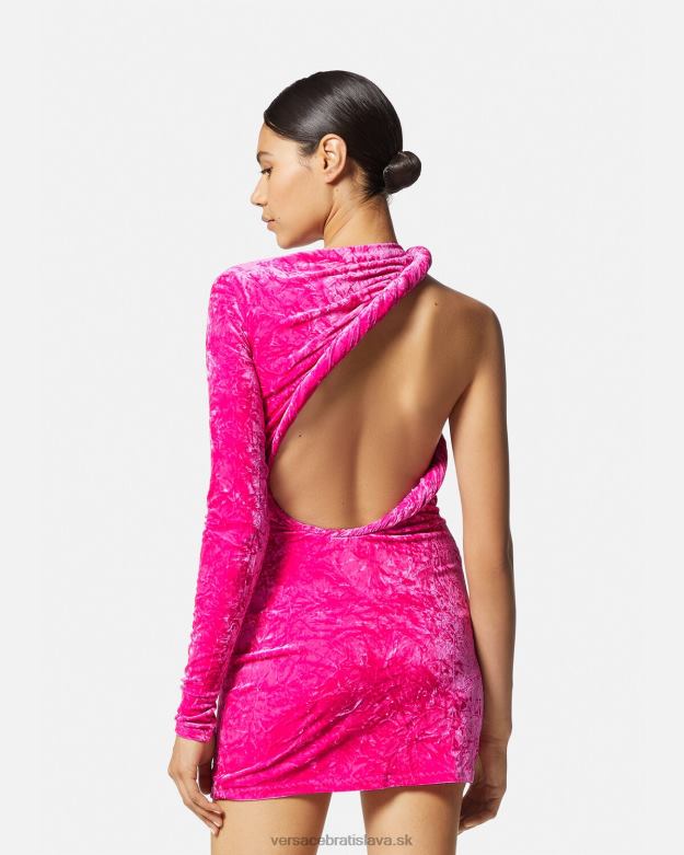 oblečenie X8X8P74 Versace rolované zamatové minišaty fuchsiová ženy