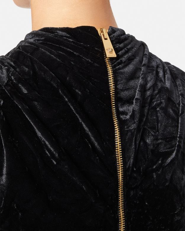 oblečenie X8X8P76 Versace asymetrické zamatové minišaty čierna ženy