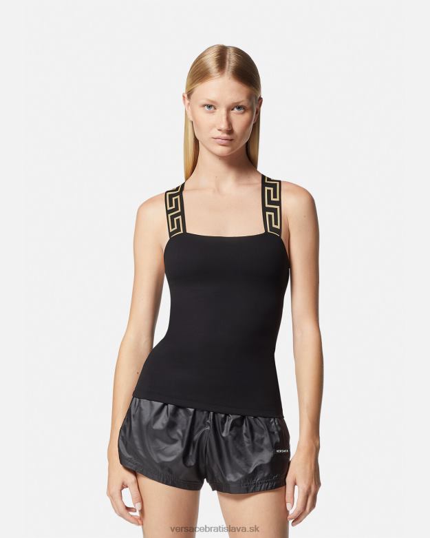 oblečenie X8X8P236 Versace greca border telocvičné tielko čierna ženy