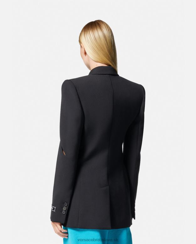 oblečenie X8X8P111 Versace strihaný jednoradový blejzer čierna ženy