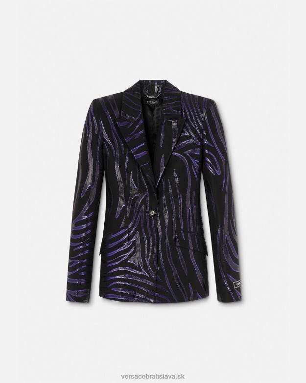 oblečenie X8X8P114 Versace zebra jednoradové sako potlač a fialová ženy