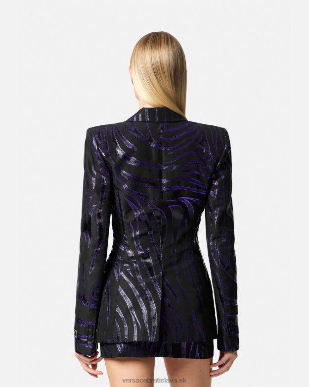 oblečenie X8X8P114 Versace zebra jednoradové sako potlač a fialová ženy