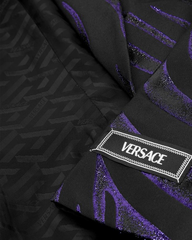oblečenie X8X8P114 Versace zebra jednoradové sako potlač a fialová ženy