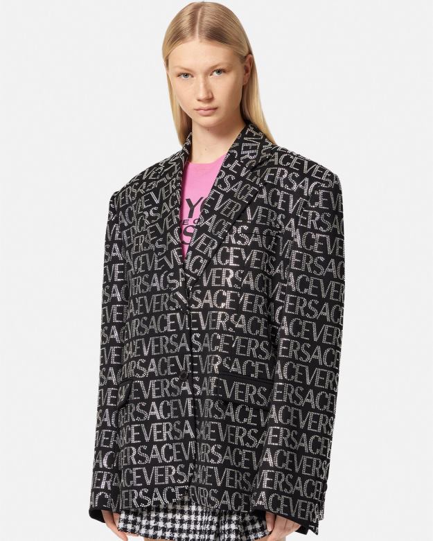 oblečenie X8X8P115 Versace krištáľové celoplošné sako jedna farba ženy