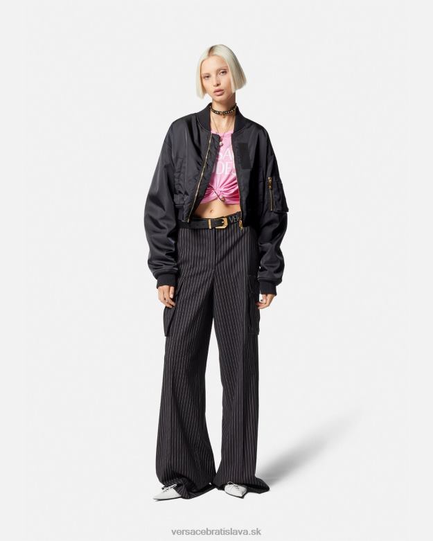 oblečenie X8X8P103 Versace Goddess crop bomber bunda čierna ženy