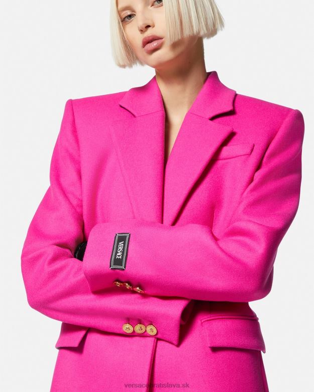 oblečenie X8X8P104 Versace medúzový dlhý vlnený kabát fuchsiová ženy