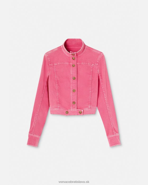 oblečenie X8X8P2254 Versace crop denim bunda fuchsiová ženy