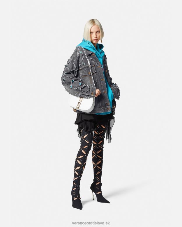 oblečenie X8X8P227 Versace strihaná džínsová bunda sivá ženy