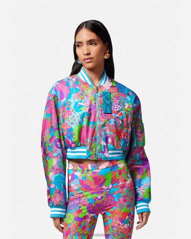 oblečenie X8X8P79 Versace kvetinová letná crop bomber bunda jedna farba ženy