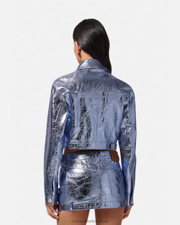 oblečenie X8X8P80 Versace metalická kožená bunda medusa kovové ženy