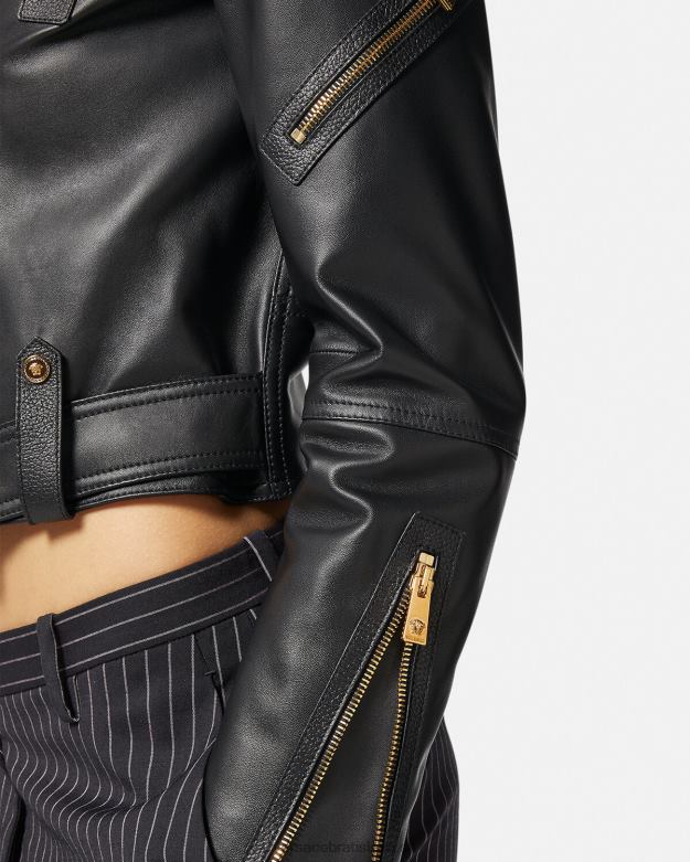 oblečenie X8X8P89 Versace kožená motorkárska bunda medusa čierna ženy
