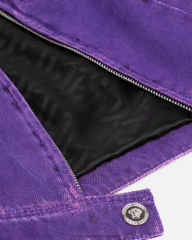 oblečenie X8X8P93 Versace motorkárska džínsová bunda medusa fialový ženy