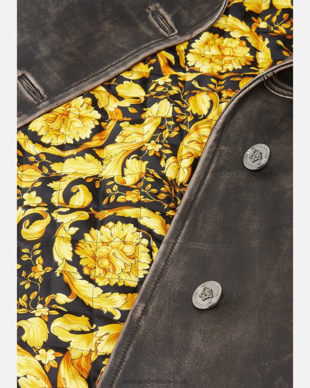 oblečenie X8X8P97 Versace barocco trenčkot z brúsenej kože sivá ženy