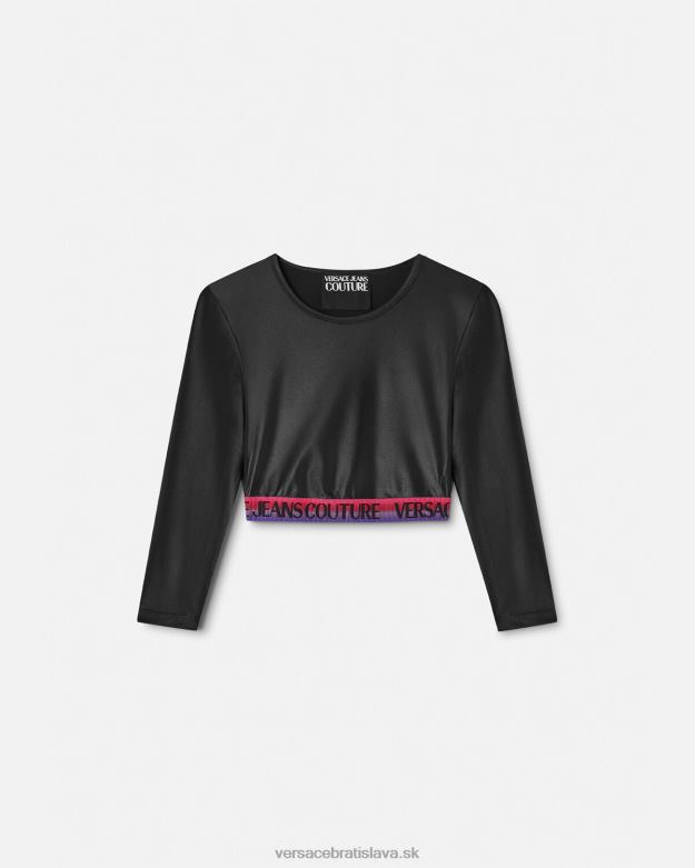 oblečenie X8X8P2146 Versace crop top s logom čierna ženy